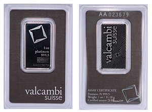 1 oz. Platinum Valcambi Suisse Bars